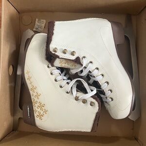 Women's White and Brown Ice Skates